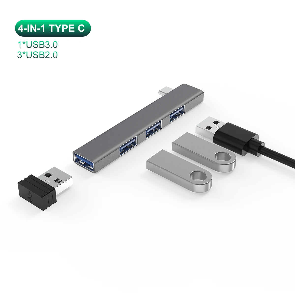 4-in-1 USB C HUB Type C 3.1 to USB PD 60W USB Splitter Adapter OTG USB HUB For Xiaomi Lenovo Macbook Pro Computer Accessories