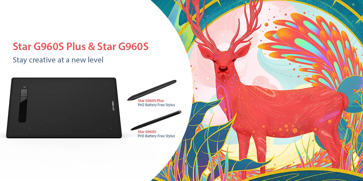 XPPen Star G960S/S Plus Graphics Tablet Digital Drawing Tablet 8192 Levels Support Windows MAC Pen Tablet Online Education