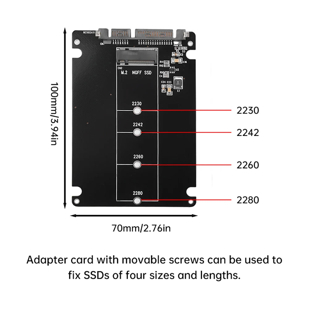 SATA3.0 6Gbps M.2 NGFF To SATA3.0 Adapter Card M2 NGFF SSD To SATA3 External Hard Drive Box Hard Disk Adapter Board