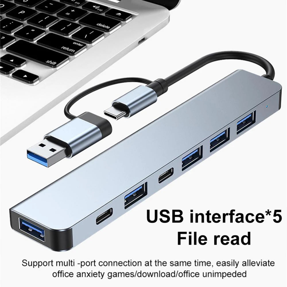 7 Port USB C HUB Multi USB Splitter USB 3.0 HUB Type C to USB OTG Adapter USB Dock Station with PD SD TF For Xiaomi Macbook Pro