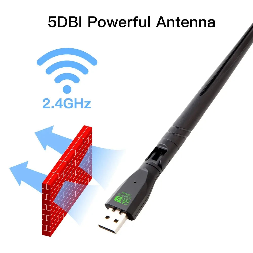 300Mbps WiFi6 USB Adapter 2.4Ghz Network Card Antenna Wifi6 USB Dongle 802.11ax Wireless WiFi Receiver For PC Laptop Driver Free