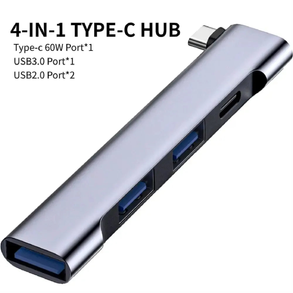 4-in-1 USB C HUB Type C 3.1 to USB PD 60W USB Splitter Adapter OTG USB HUB For Xiaomi Lenovo Macbook Pro Computer Accessories