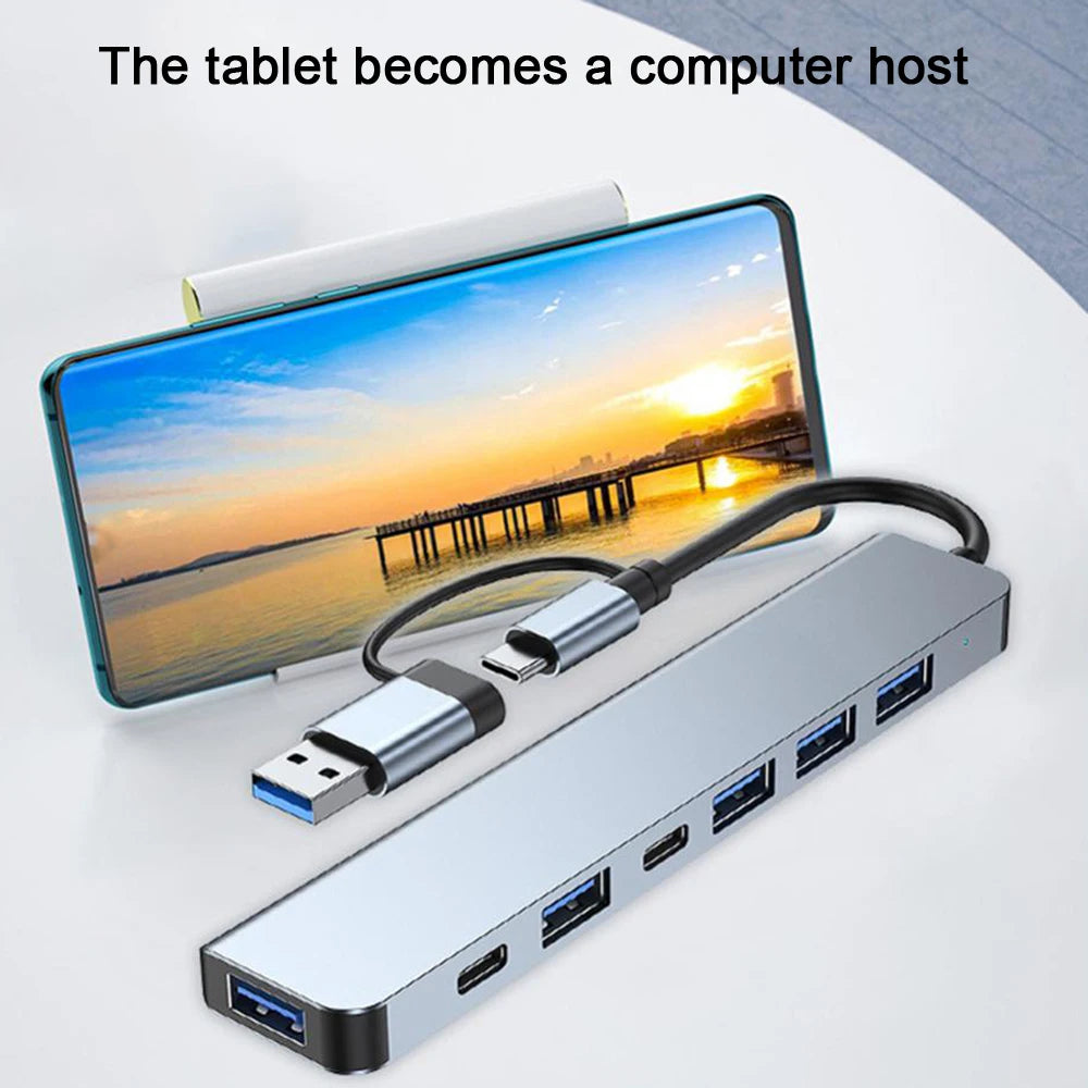 7 Port USB C HUB Multi USB Splitter USB 3.0 HUB Type C to USB OTG Adapter USB Dock Station with PD SD TF For Xiaomi Macbook Pro