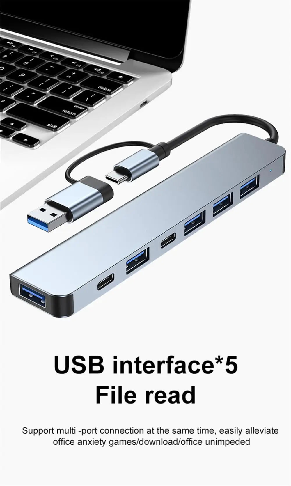 7 Port USB C HUB Multi USB Splitter USB 3.0 HUB Type C to USB OTG Adapter USB Dock Station with PD SD TF For Xiaomi Macbook Pro