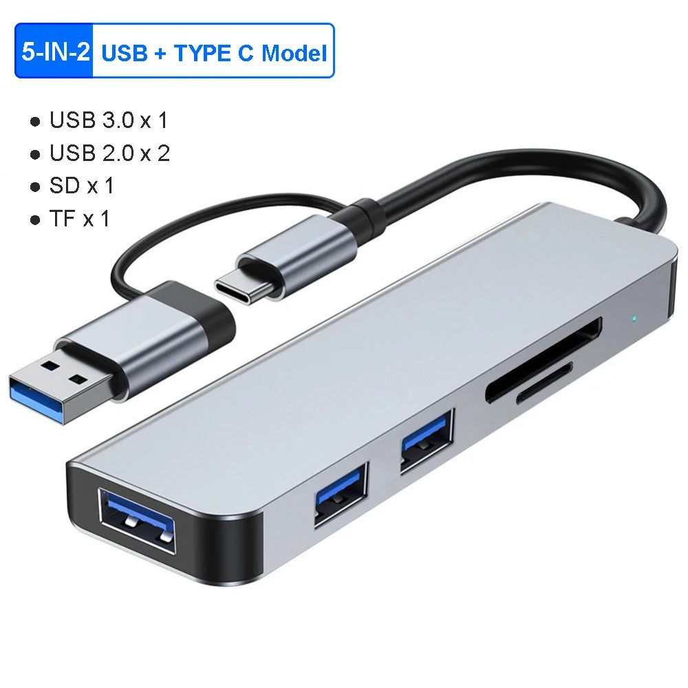 7 Port USB C HUB Multi USB Splitter USB 3.0 HUB Type C to USB OTG Adapter USB Dock Station with PD SD TF For Xiaomi Macbook Pro